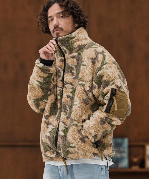 CAMBIO コート ジャケット mj10877-Camouflage Sheep Like Boa