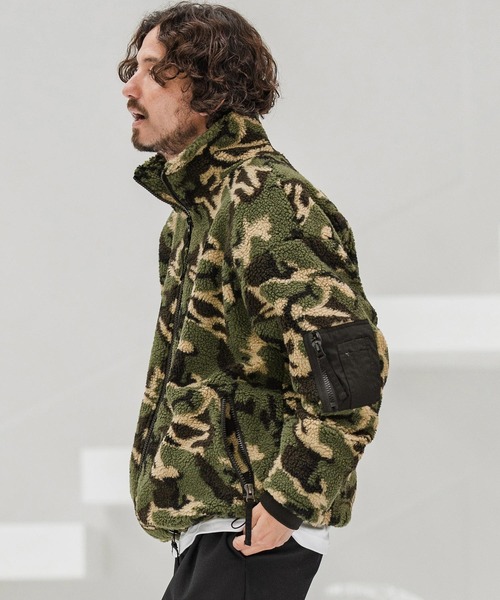 希少品masses ボアジャケット CAMBIO コート ジャケット mj10877-Camouflage Sheep Like Boa