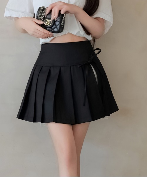 FINEnough スカート レースチラ見せプリーツスカートインパン付