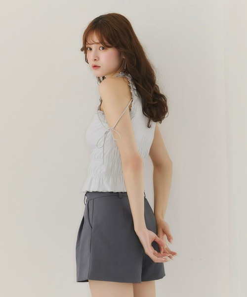 ☆美品☆TADASHI SHOJI ホルターネックトップス　フリル　サイズ4 黒 TADASHI SHOJI Floral Pleated Shift Cocktail Dress Black