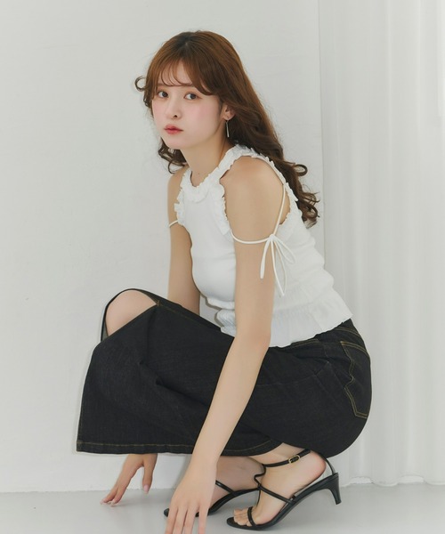 tシャツ ホルターネックフリルトップス レディース Olu. tシャツ ホルターネックフリルトップス レディース