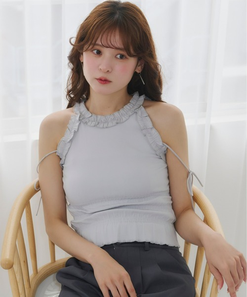 Olu.（オルドット） tシャツ ホルターネックフリルトップス レディース