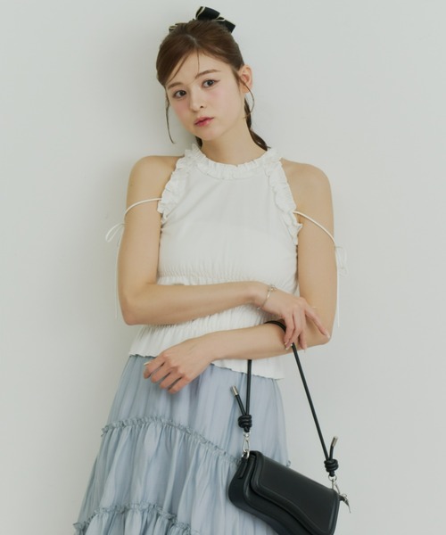 Olu.（オルドット） tシャツ ホルターネックフリルトップス レディース