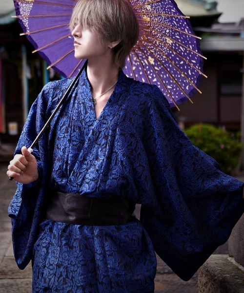 花柄浴衣・帯・下駄・腰ひもセット 即日発送】水墨風イエロー×ブルー牡丹浴衣 浴衣/帯/飾り紐/下駄4