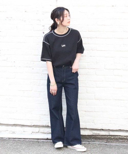 「Lee」 半袖Tシャツ M ブラック レディース