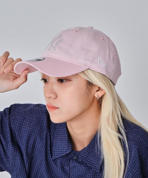 別注NEWERA　9FORTY　linestone ニューエラ　キャップ　ピンク ∴WEGO/【25年春夏新作】別注NEWERA 9FORTY line stone
