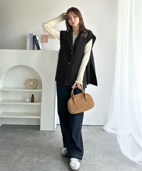 【期間限定お値下げ】LOEFF トロピカル ラウンド ノーカラーベスト　ジレ LOEFF（ロエフ）の「＜LOEFF＞トロピカル ラウンド ノーカラーベスト