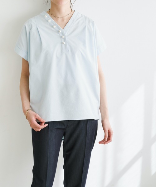 「Emma Taylor」 半袖ブラウス FREE サックスブルー レディース_画像8