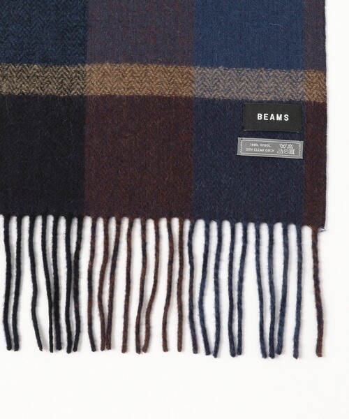 BEAMS（ビームス） マフラー ブロックチェック リバーシブル マフラー