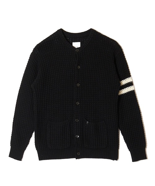 セーター ニット BIG WAFFLE BORDER KNIT CARDIGAN メンズ