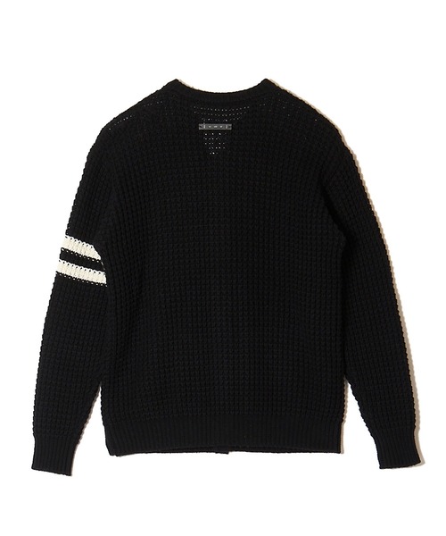セーター ニット BIG WAFFLE BORDER KNIT CARDIGAN メンズ