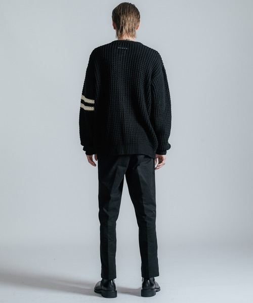 セーター ニット BIG WAFFLE BORDER KNIT CARDIGAN メンズ