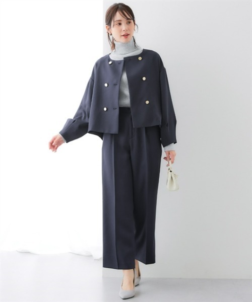 【新品】CLOCHE ダブルブレスト ショートジャケットセットアップ 7days Life Styling セットアップ 「レディーススーツ」ドビー素材