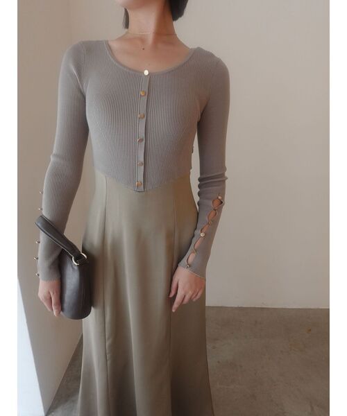 ラグナムーン　オケージョンワンピース LAGUNAMOON（ラグナムーン） ワンピース ボタンニットドッキングナロー