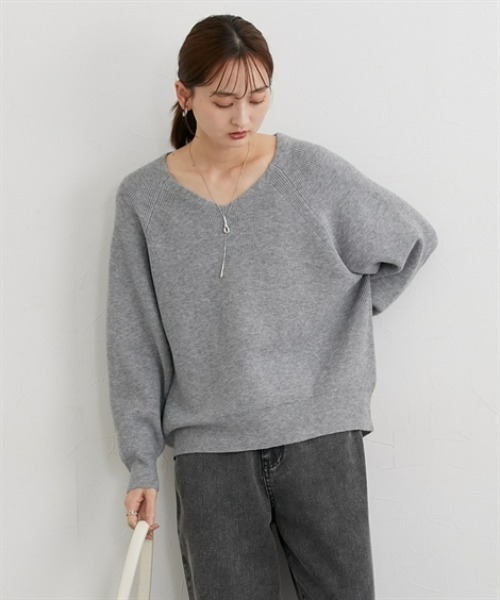 ニッセン（nissen） ニット セーター もちもち素材 畔編みVネック