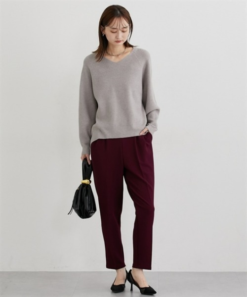 ニッセン（nissen） ニット セーター もちもち素材 畔編みVネック