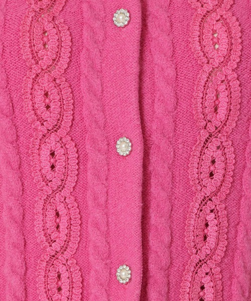 Rose Tiara（ローズティアラ） カーディガン レース×ケーブル編み