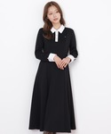 ワンピース ポロ衿カットソーフレアワンピースの詳細画像1
