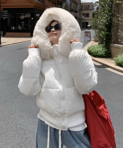 ViViDAY ダウンコート ダウンジャケット エコファーフード付き中綿