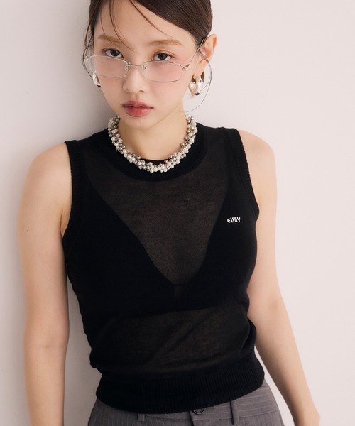 「EIMY ISTOIRE」 ノースリーブニット F ホワイト レディース_画像6