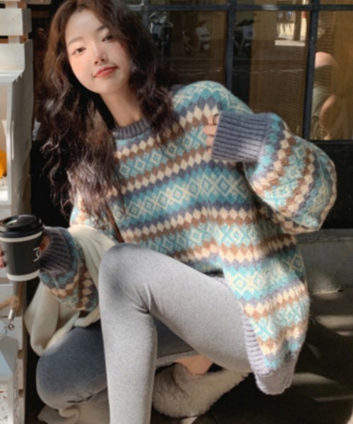 DEVICE（デバイス） ニット セーター ノルディック フェアアイル柄