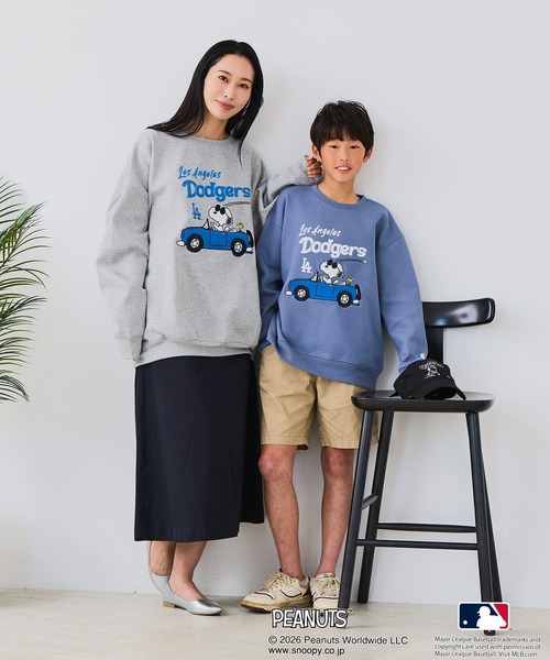 ドジャース　トレーナーとキーリングセット PEANUTS トレーナー 「PEANUTS×MLB」オリジナルデザイン KIDS裏起毛