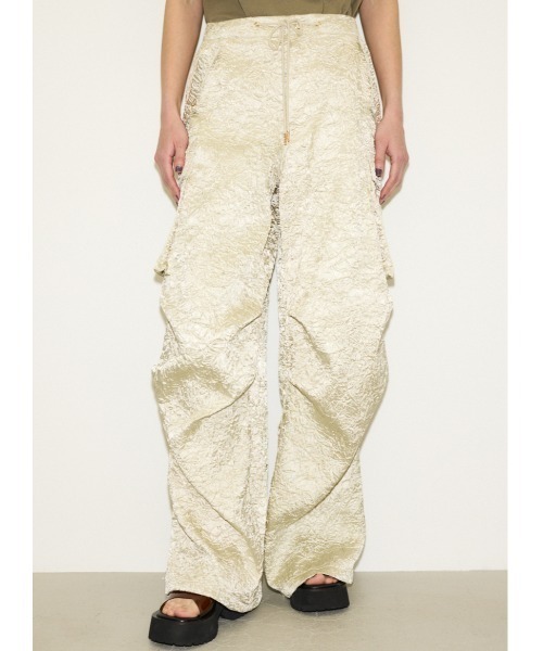 THROW by SLY ジャストウエスト カーブ タックド パンツ1サイズ THROW by SLY | 【THROW】J／W CURVE TUCKED パンツ (ワイド ) |SHEL