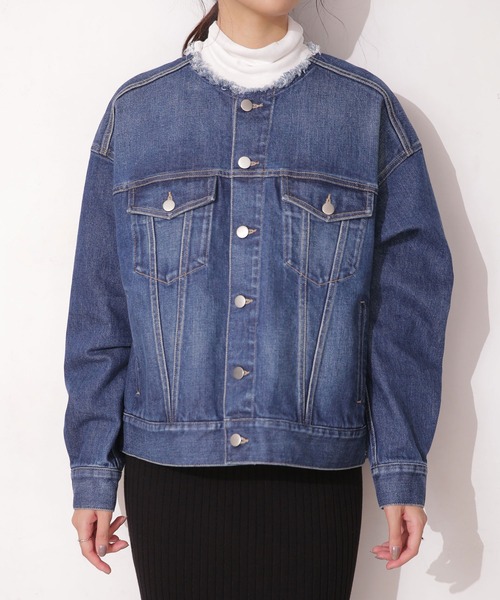 「NANO universe」 デニムジャケット 38 ネイビー レディース_画像2