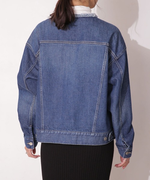 「NANO universe」 デニムジャケット 38 ネイビー レディース_画像4