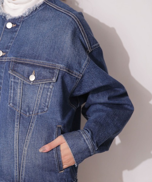 「NANO universe」 デニムジャケット 38 ネイビー レディース_画像9