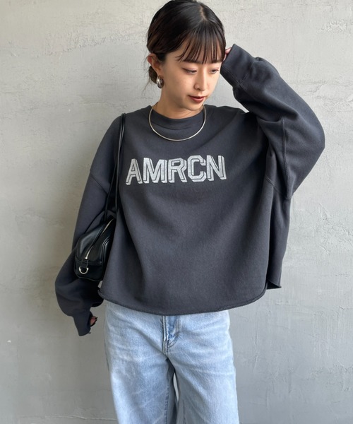 Americana ［アメリカーナ］カットオフ ワイドスウェット　アッシュグレー AMERICANA（アメリカーナ） スウェットカットソー ONE SIZE ブラウン