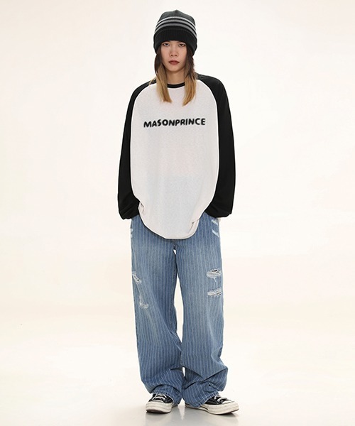 「MASONPRINCE」 長袖Tシャツ M アイボリー メンズ_画像2