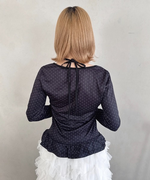 Loueme tシャツ 裾フリルドットリボントップス レディース : ZOZOTOWN