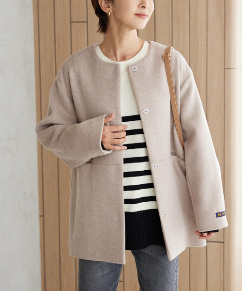 美品　relume ノーカラージャケット グレー JOURNAL STANDARD relume（ジャーナルスタンダード レリューム） ノー