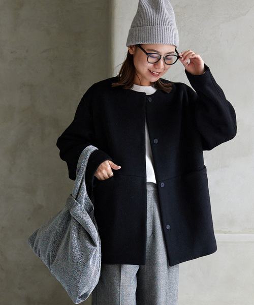 美品　relume ノーカラージャケット グレー JOURNAL STANDARD relume（ジャーナルスタンダード レリューム） ノー