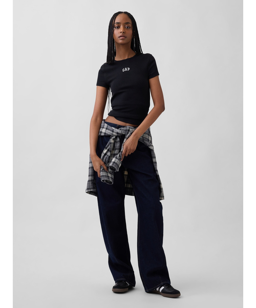 GAP ロゴ 人気 Ｔシャツ 新品未使用 お洒落 GAP（ギャップ） tシャツ モダン リブ GAPロゴTシャツ 半袖 レディース