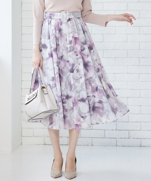 「12Twelve Agenda」 フレアスカート M ボルドー レディース_画像3