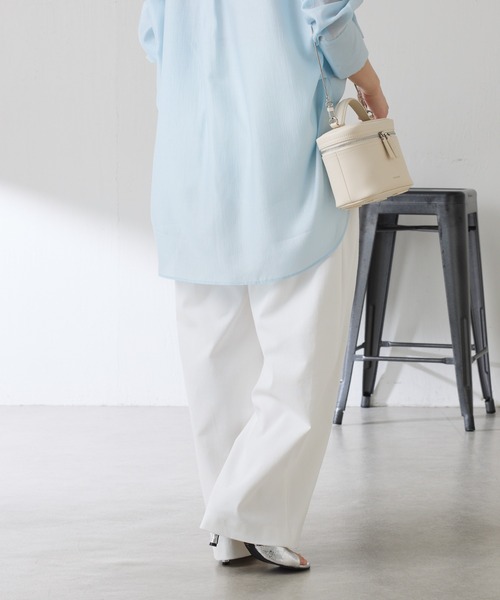 ワイドパンツ スラックス パンツ シェルタリング3タックパンツ/セットアップ可/WEB限定サイズ展開 レディースの画像