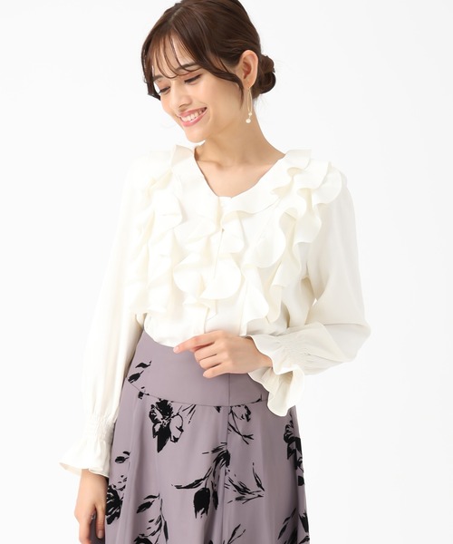 「MISCH MASCH」 長袖ブラウス フリ- ブラウン レディース_画像2