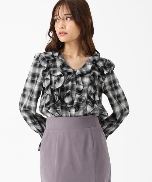 「MISCH MASCH」 長袖ブラウス フリ- ブラウン レディース_画像3