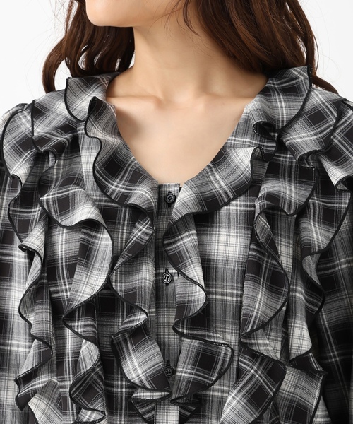 「MISCH MASCH」 長袖ブラウス フリ- ブラウン レディース_画像6