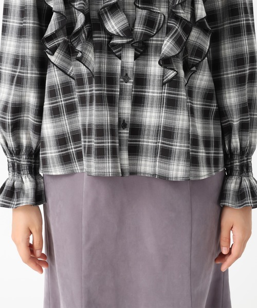 「MISCH MASCH」 長袖ブラウス フリ- ブラウン レディース_画像9