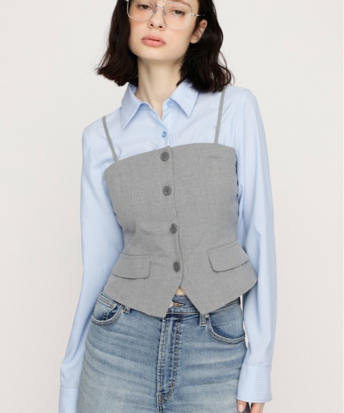 SLY（スライ） ブラウス シャツ BUSTIER LAYERED LIKE SH TOPS