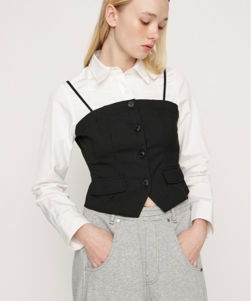 SLY（スライ） ブラウス シャツ BUSTIER LAYERED LIKE SH TOPS