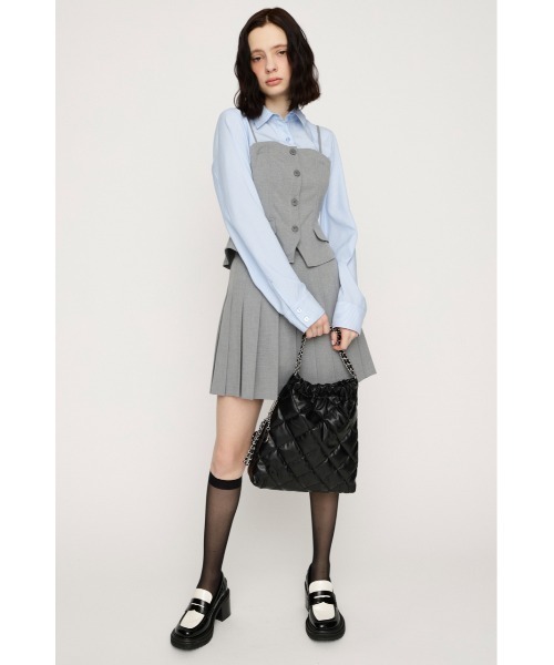 SLY ビスチェレイヤードライクシャツトップス、シンプリーミニプリーツスコート SLY（スライ） ブラウス シャツ BUSTIER LAYERED LIKE SH TOPS