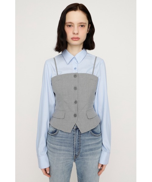SLY ビスチェレイヤードライクシャツトップス、シンプリーミニプリーツスコート SLY | BUSTIER LAYERED LIKE SH トップス (シャツ・ブラウス ) |SHEL