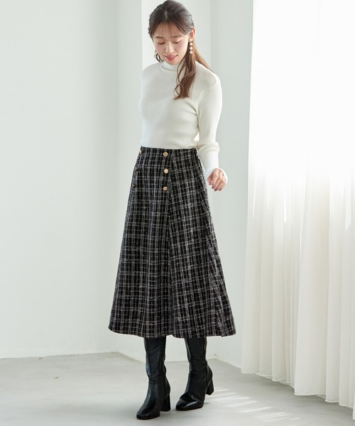 「alotta」 フレアスカート M ブラック×ホワイト レディース_画像4