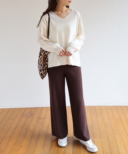 「andme」 「alma design」イージーパンツ L ライトベージュ レディース_画像5