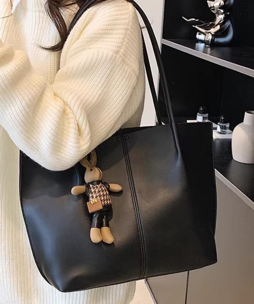 トートバッグ ミニポーチ付き×ミニマルデザイントートバッグ