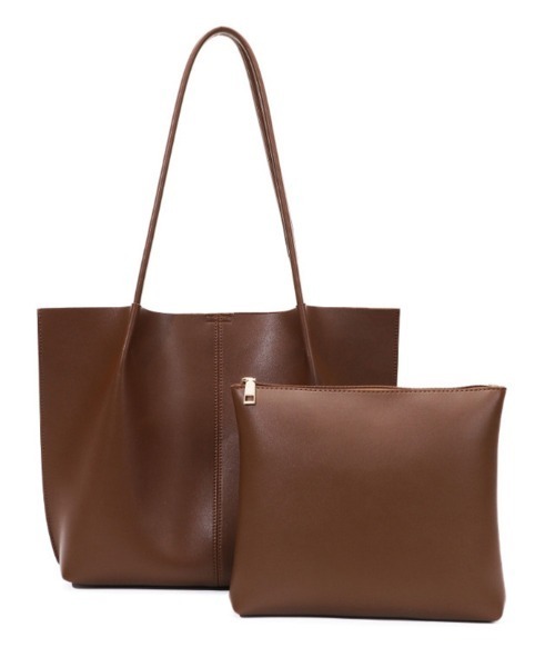 トートバッグ ミニポーチ付き×ミニマルデザイントートバッグ